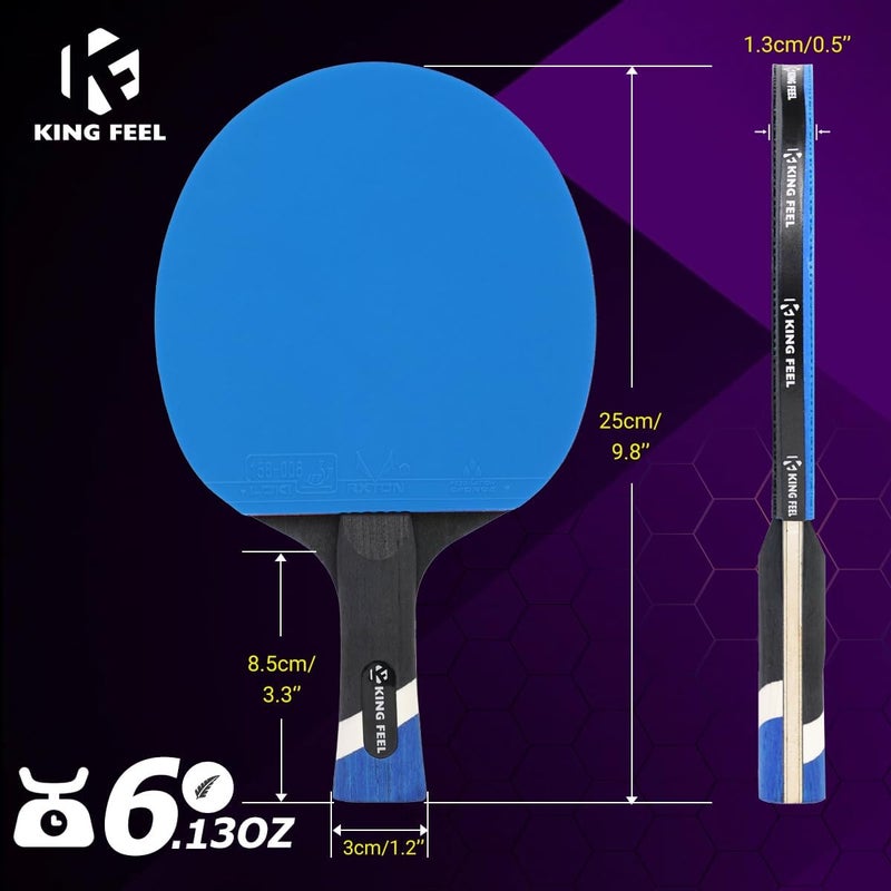 KINGFEEL Professional Ping Pong Paddles-Lightweight Carbon Fiber Table Tennis Rackets with 7-Ply Blade, 2.0mm Premium Sponge, ITTF Approved Rubber - for Tournament-Level Performance Table Tennis Paddles - Image 4